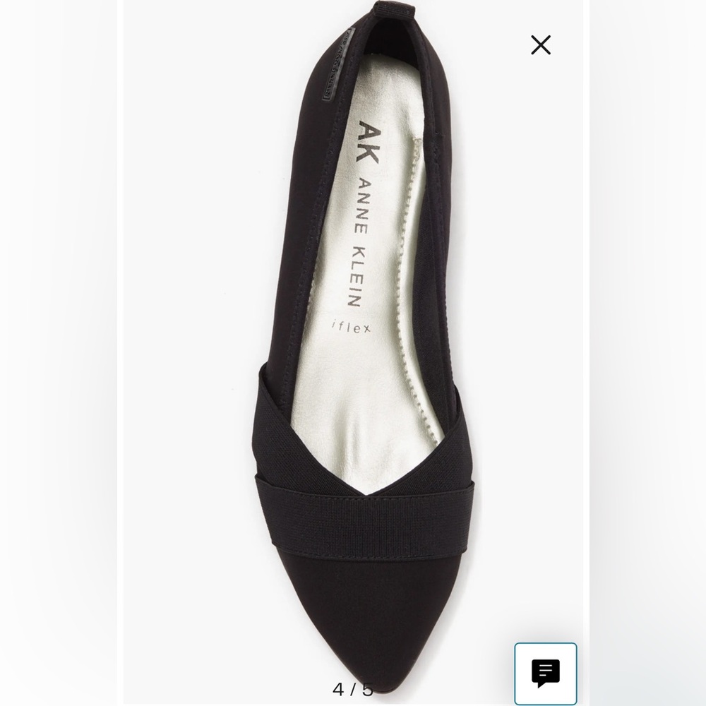 Anne Klein Black Pointed Toe Flats, Size 11